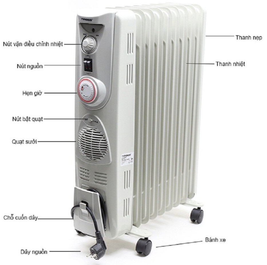 máy sưởi dầu Tiross 9 thanh